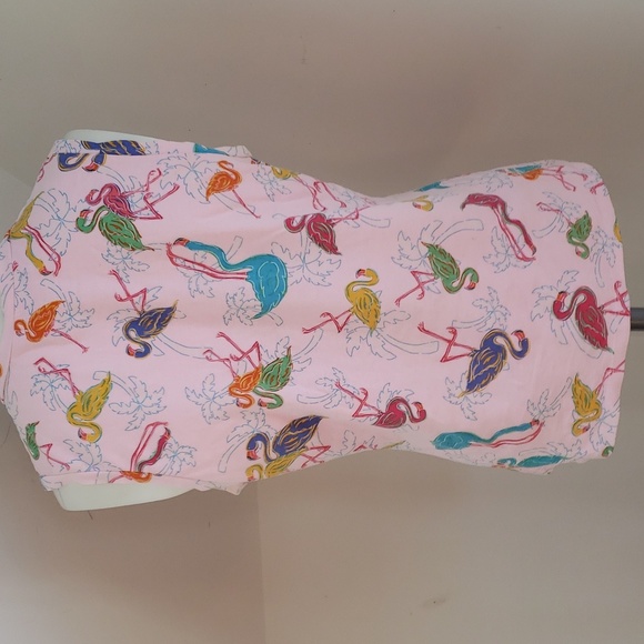 Fresh Produce Womens Soft Pink  Flamingo Print V-Neck Sleeveless T-shirt, Size L - Picture 2 of 12